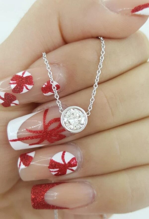 Natural Round Diamond By The Yard Solitaire Necklace 0.82 ct 14K W Gold Rtl $4k