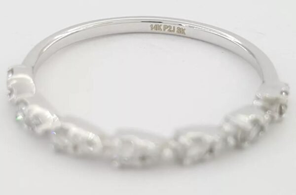 Half Circle Pear Shaped Round Diamond Wedding Band 1/4 ct 2 mm 14k White Gold 6