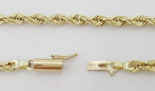 14K Yellow Gold Diamond Cut Rope Chain Necklace 30" 33.7 Grams 3.7 mm