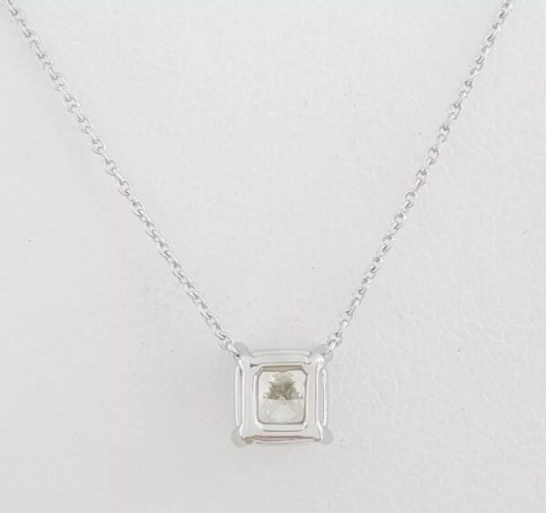 Princess Cut Diamond Solitaire Necklace 1.01 ct 14K White Gold Rtl $7,250