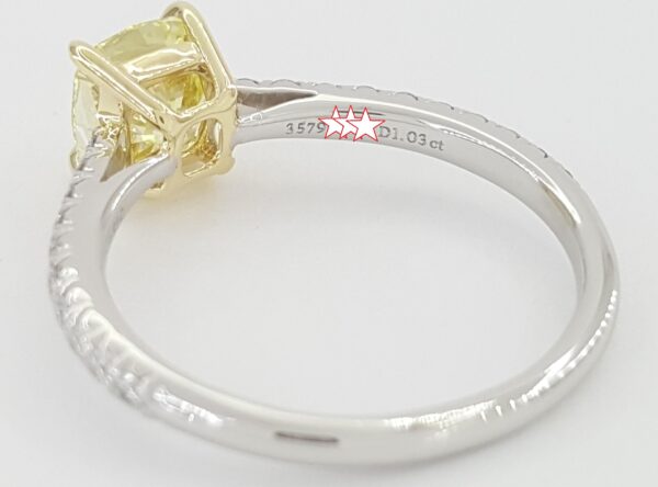 Tiffany & Co Novo Fancy Intense Yellow Cushion Diamond Engagement Ring 1.19 ct