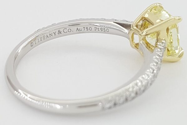 Tiffany & Co Novo Fancy Intense Yellow Cushion Diamond Engagement Ring 1.19 ct