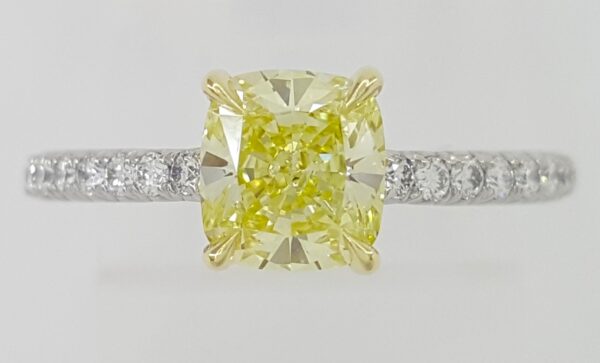 Tiffany & Co Novo Fancy Intense Yellow Cushion Diamond Engagement Ring 1.19 ct