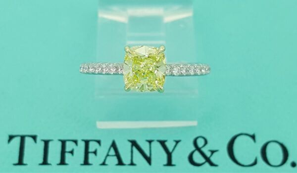 Tiffany & Co Novo Fancy Intense Yellow Cushion Diamond Engagement Ring 1.19 ct