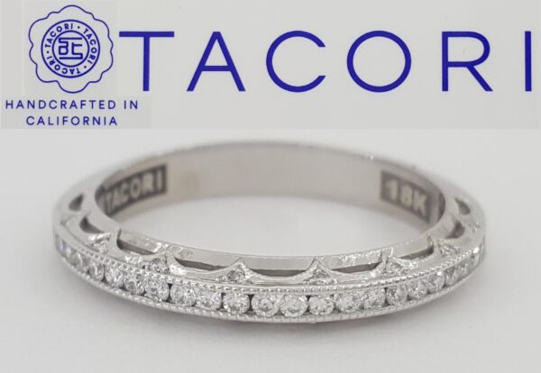 TACORI 0.25 ct Reverse Crescent 2617B12 Round Diamond 18k Gold Wedding Band