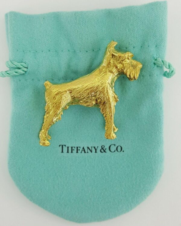 Vintage Tiffany & Co. 18K Yellow Gold Terrier Dog Brooch / Pin 28.8 grams