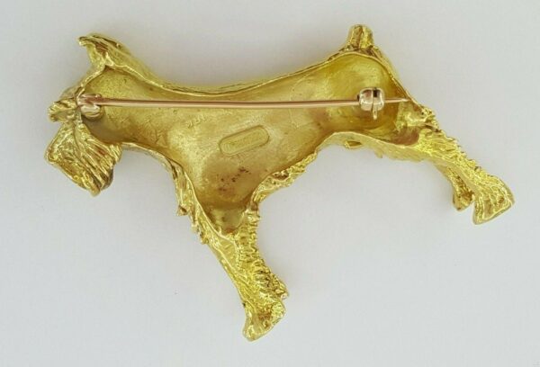 Vintage Tiffany & Co. 18K Yellow Gold Terrier Dog Brooch / Pin 28.8 grams