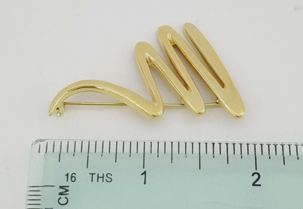 Tiffany & Co Paloma Picasso 18K Yellow Gold Zig-Zag Squiggle Pin Brooch 1.74"