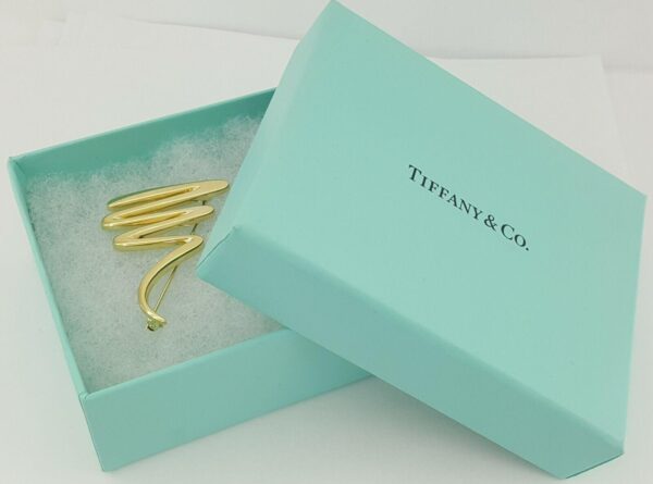 Tiffany & Co Paloma Picasso 18K Yellow Gold Zig-Zag Squiggle Pin Brooch 1.74"