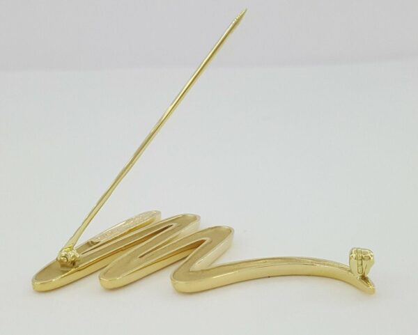 Tiffany & Co Paloma Picasso 18K Yellow Gold Zig-Zag Squiggle Pin Brooch 1.74"