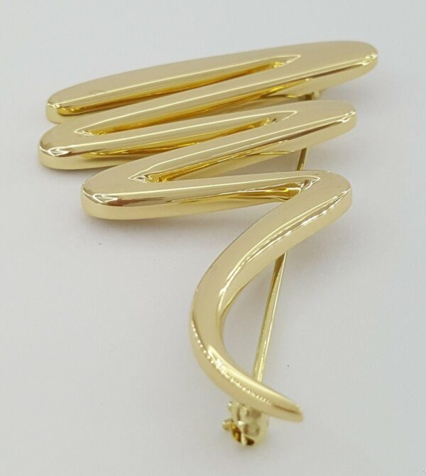 Tiffany & Co Paloma Picasso 18K Yellow Gold Zig-Zag Squiggle Pin Brooch 1.74"