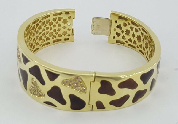 Roberto Coin 18K Yellow Gold Giraffe 1.32 ct Diamond Enamel Bangle 81.2 Grams
