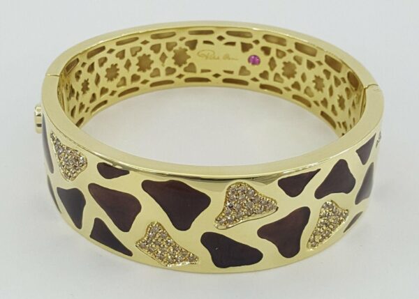 Roberto Coin 18K Yellow Gold Giraffe 1.32 ct Diamond Enamel Bangle 81.2 Grams
