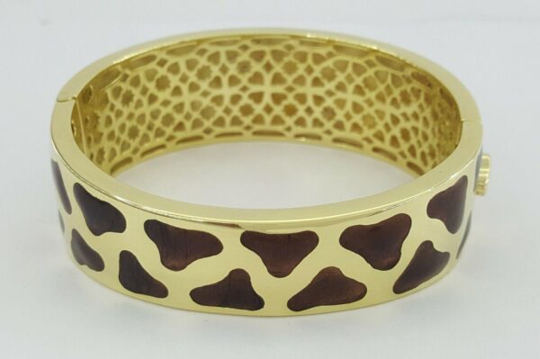 Roberto Coin 18K Yellow Gold Giraffe 1.32 ct Diamond Enamel Bangle 81.2 Grams