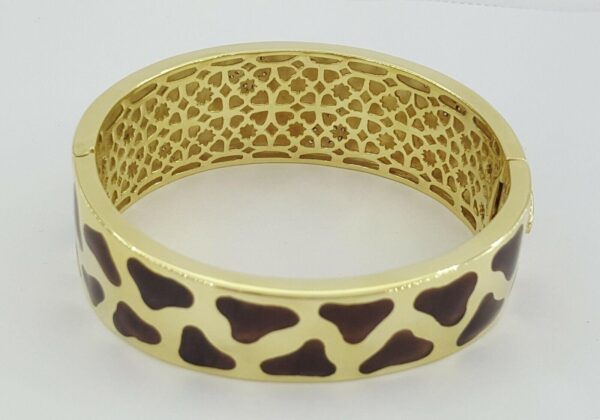 Roberto Coin 18K Yellow Gold Giraffe 1.32 ct Diamond Enamel Bangle 81.2 Grams