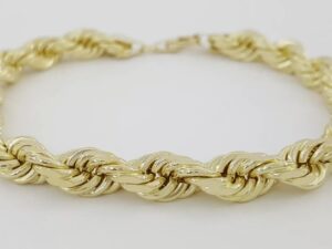 Diamond Cut Rope Bracelet 14K Solid Yellow Gold 8.75" 6.6mm 43 Grams
