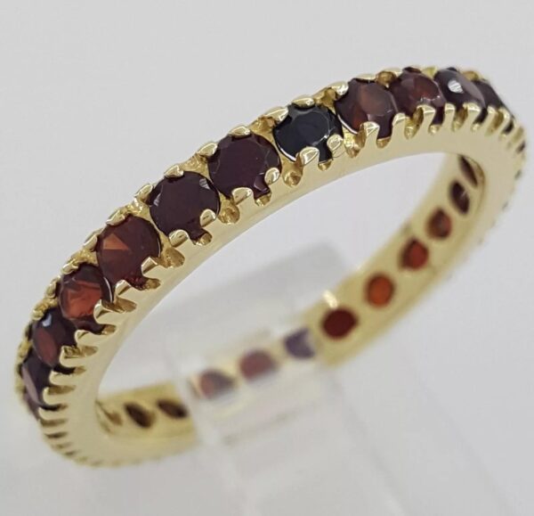 Vintage Garnet Full Circle Eternity Ring 3mm 1.8 ct 18k Yellow Gold Italy