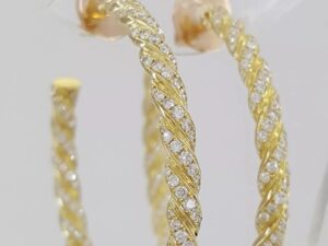 David Yurman Sculpted Cable Flex Diamond Hoop Earrings 1.5 ct 18k Gold Rtl $8.9k