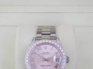 Rolex DateJust 178240 31 mm Salmon Dial Aftermarket Diamonds 2007 Box & Papers