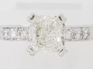 Radiant Cut Diamond Platinum Engagement Ring 1.8 ct Retail $15,500