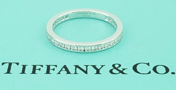 Tiffany & Co Full Circle Diamond Wedding Band Channel Set Plat 2.5mm 0.5ct $5K