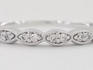 Diamond Marquise Style 14k White Gold Wedding Band 0.1 ct