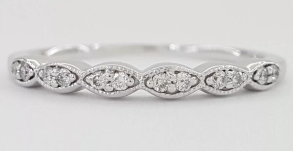 Diamond Marquise Style 14k White Gold Wedding Band 0.1 ct