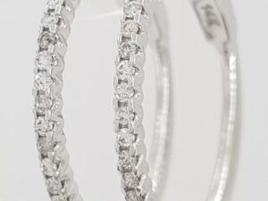 Round Diamond Hoop Earrings 0.5 ct 14k White Gold 25mm 1" Diameter 5.6 Grams
