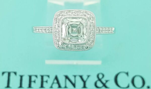 Tiffany & Co Legacy Cushion Diamond Halo Engagement Ring 1.47 ct Retail $21K
