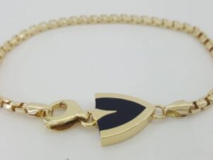 Bernard K Passman Black Coral Meteorite 18k Yellow Gold Box Bracelet 19.6 g 8"