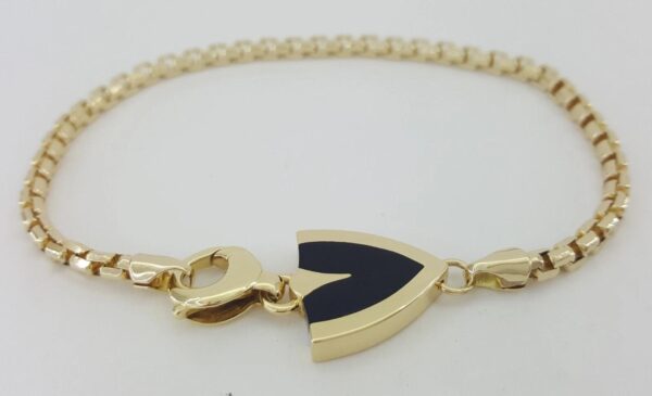 Bernard K Passman Black Coral Meteorite 18k Yellow Gold Box Bracelet 19.6 g 8"