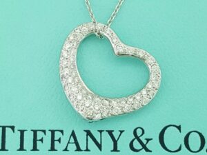 Tiffany & Co Elsa Peretti Diamond Open Heart Necklace 22 mm 0.95 ct Plat $18,500
