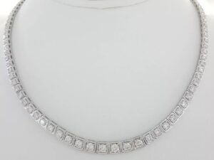 Round Diamond Riviera Tennis Necklace 7.8 ct 18K W Gold 36 Grams 16" Rtl $20K