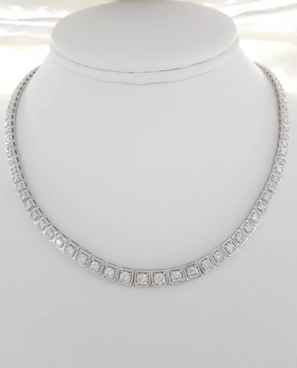 Round Diamond Riviera Tennis Necklace 7.8 ct 18K W Gold 36 Grams 16" Rtl $20K