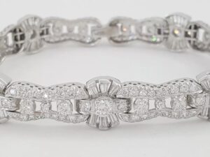 Round & Baguette Diamond Tennis Bracelet 6.5 ct 14K White Gold Rtl $15,500