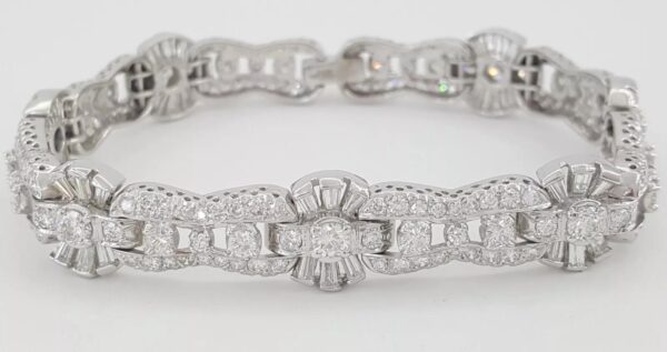 Round & Baguette Diamond Tennis Bracelet 6.5 ct 14K White Gold Rtl $15,500