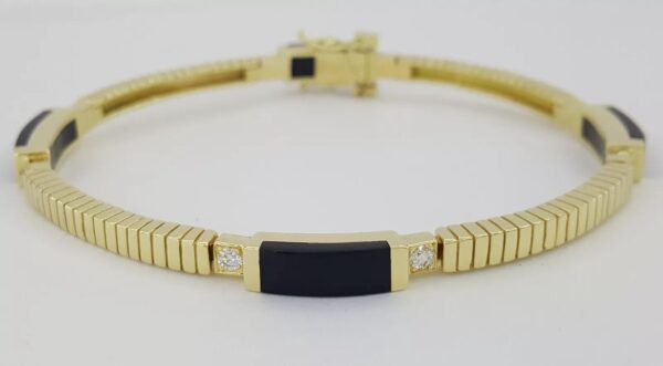 Bernard K Passman Black Coral Diamond 18k Yellow Gold Omega Bracelet 28 Grams 8"