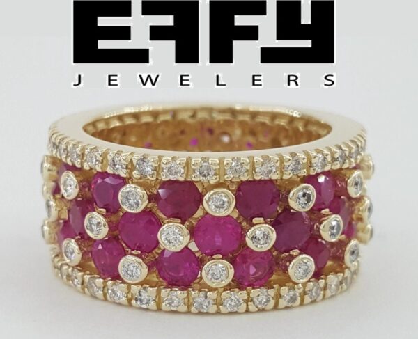 Effy Ruby & Diamond Eternity Ring 14K Yellow Gold 5 ct 9.7mm