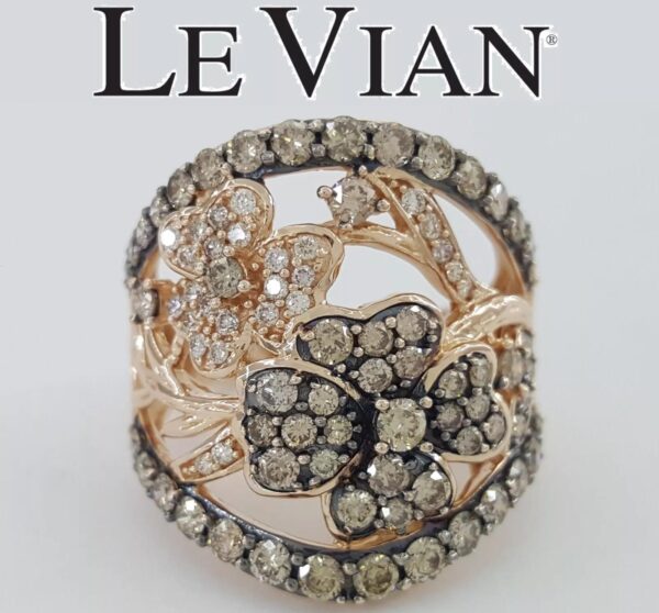 Le Vian LeVian Chocolate Nude Diamond Flower Statement Ring 14K Rose Gold 1.2 ct