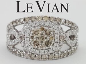 LeVian Le Vian Chocolate Nude Diamond Halo Statement Ring 1.2 14K White Gold