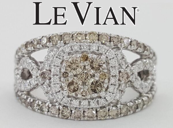 LeVian Le Vian Chocolate Nude Diamond Halo Statement Ring 1.2 14K White Gold