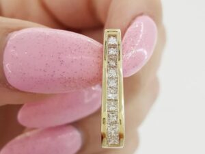 Princess Diamond Channel Set Slide Pendant 14K Yellow Gold 0.65 ct