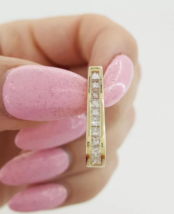 Princess Diamond Channel Set Slide Pendant 14K Yellow Gold 0.65 ct