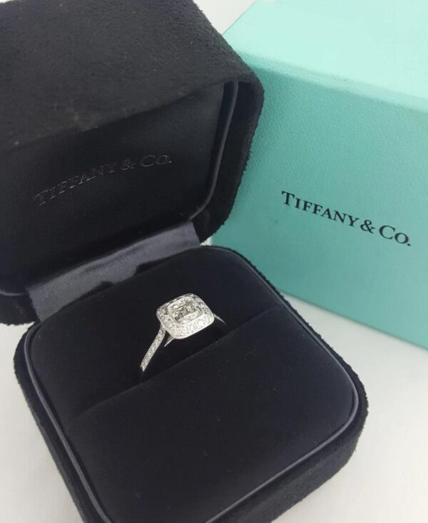 Tiffany & Co Legacy Cushion Diamond Halo Engagement Ring 1.47 ct Retail $21K