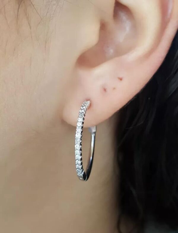 Round Diamond Hoop Earrings 0.5 ct 14k White Gold 25mm 1" Diameter 5.6 Grams