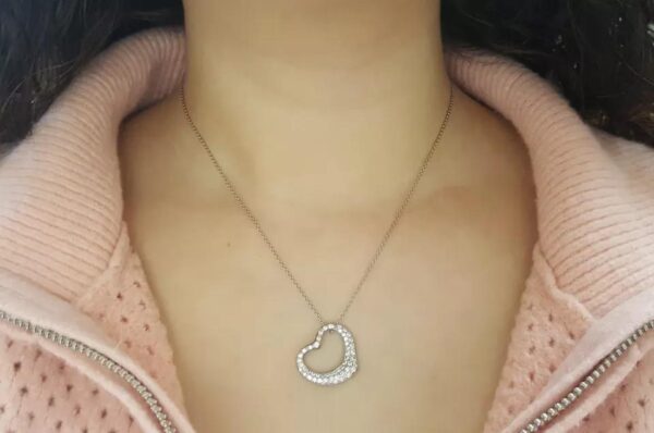 Tiffany & Co Elsa Peretti Diamond Open Heart Necklace 22 mm 0.95 ct Plat $18,500