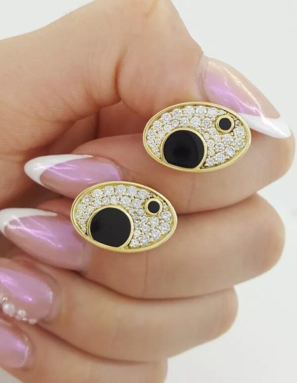 Bernard K Passman Black Coral Diamond 18k Yellow Gold Cufflinks 1.1 ct