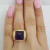 Sugarloaf Amethyst Statement Ring 18k Yellow Gold 17.6 Grams