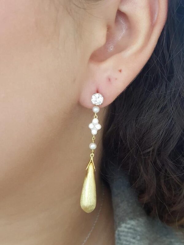 Jude Frances Diamond Pearl Earring Charms 18k Yellow Gold 2"