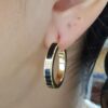 Bernard K Passman Black Coral Diamond 18k Yellow Gold Hoop Earrings 0.12 ct